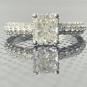 14k Radiant Hidden Halo 3D Pave Ring